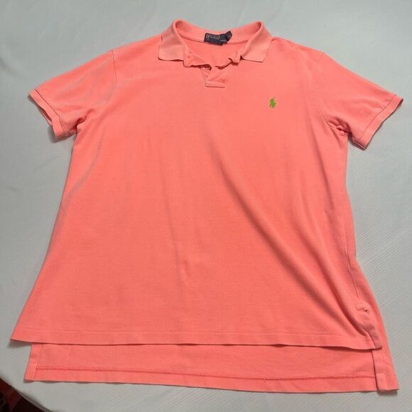 Polo Ralph Lauren Men’s Neon Peach Orange Custom Fit VTG Neon Polo Shirt Size XL - Picture 1 of 7